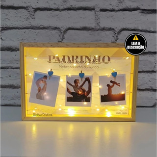 Quadro porta retrato led Padrinho - Acompanha fotos em Oferta na Shopee