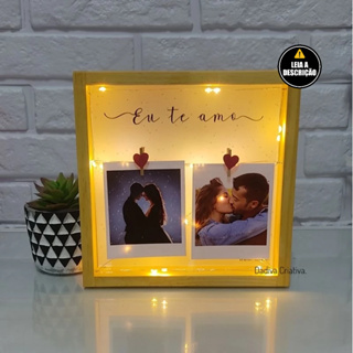 Porta retrato led Eu Te Amo | Acompanha fotos em Oferta na Shopee