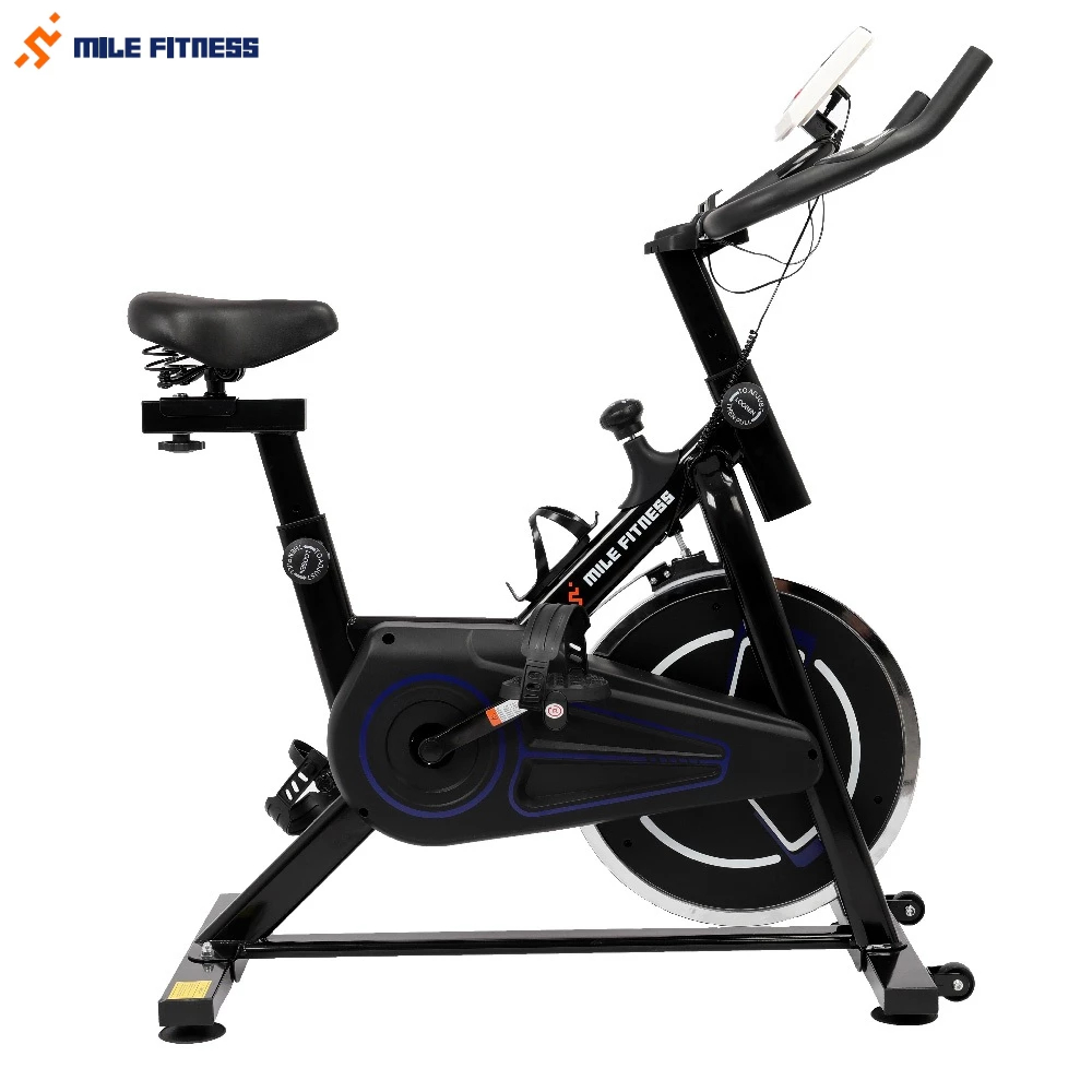 Bicicleta Ergométrica Mile Fitness Spinning Preta E Azul suporta até 130kg