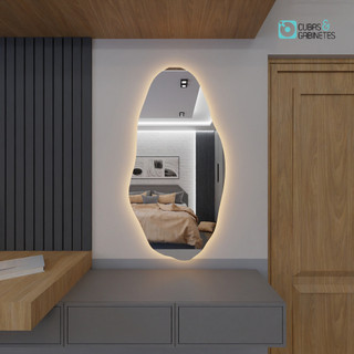Espelho Orgânico Com Led 115cm x 60cm E05 Lançamento Quarto Sala Hall Banheiro Salão Promoção