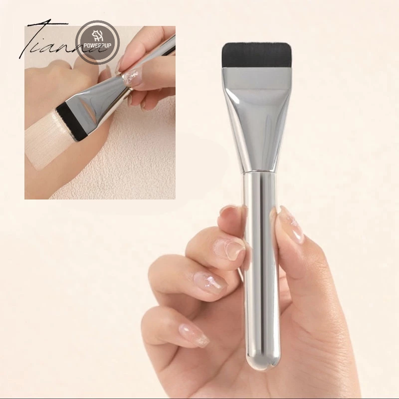 Pincel De Base De Uma Linha Que Não Come Pó, Cabeça Chata, Pincel De Maquiagem Para Pele Nua Impecável, Pincel De Corretivo Leve E Sem Traços, Pincel De Maquiagem Ultra fino，Conjunto de paleta e espátula de base, esponja de maquiagem