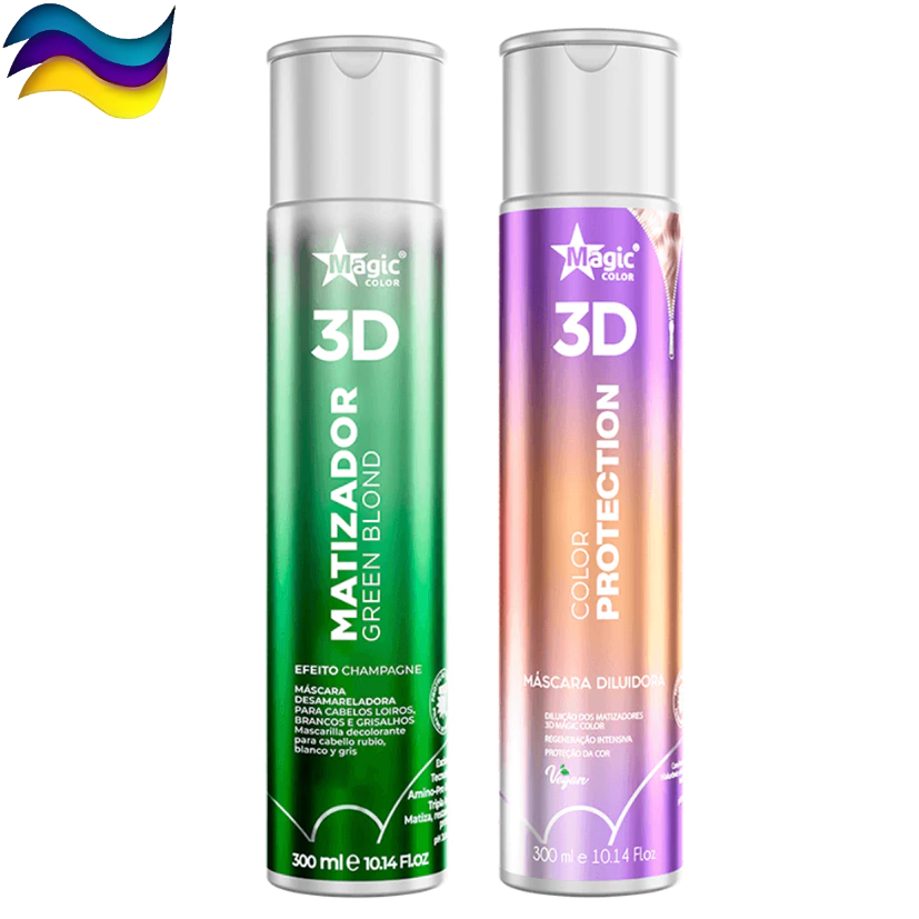Matizador Magic Color Kit 2x300ml Loiro de Salão Efeito Green + Diluidor - Desamarelador Instantâneo