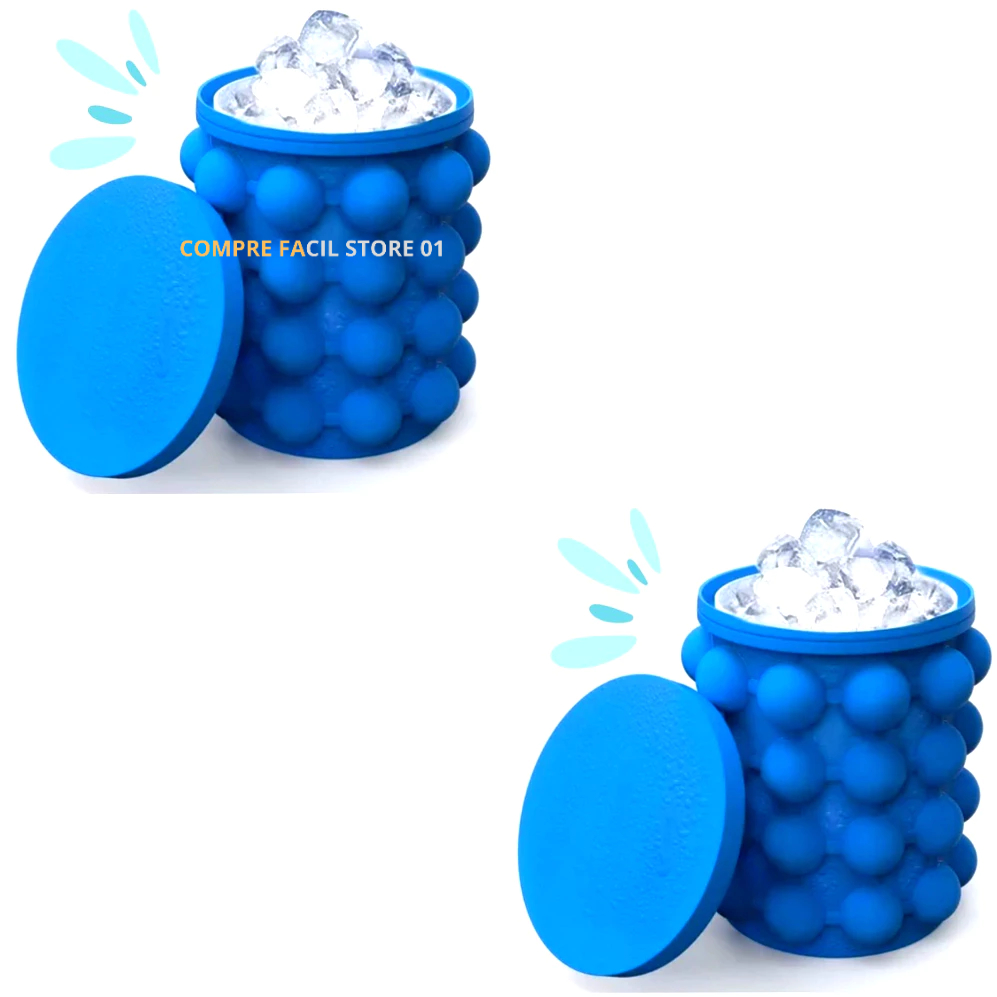 Kit 2 Balde Forma De Gelo Silicone Ice Magic Cubos de Gelo