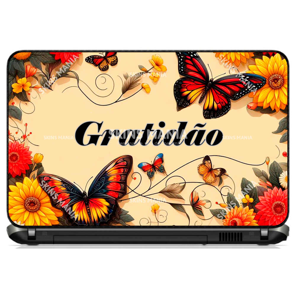 Adesivo Skin Pelicula Personalizado para Notebook Macbook Tablet Gratidao [ 03 ] Borboleta Abstrato