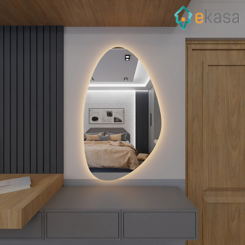 Espelho Orgânico Com Led Com Fio Em Promoção Lançamento Salão Quarto Sala Banheiro