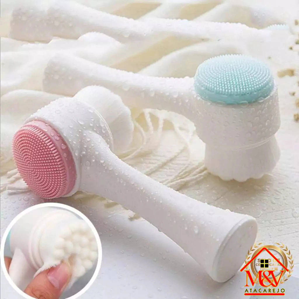 Escova para Limpeza facial 2 em 1 com Esponja Massageadora