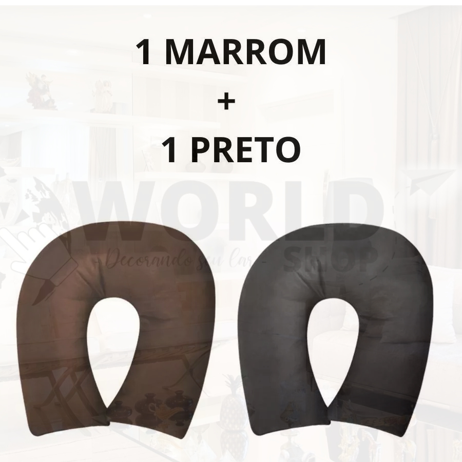 Kit 02 Travesseiros Protetor E Descanso Para Pescoço Luxos Viagens Leitura Lindo Cores Adulto Marrom
