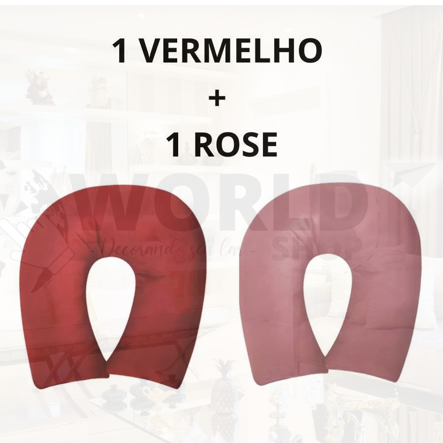 Kit 02 Travesseiros Descanso Luxos Protetor Para Pescoço Adulto Lindo Viagens Leitura Cores Vermelho