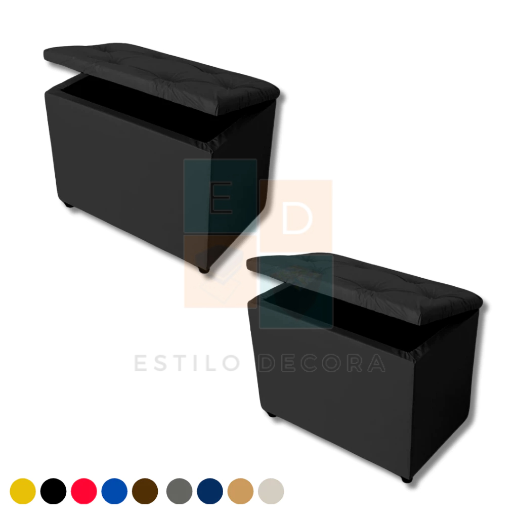 Kit 2 Puff Baú Retangular Decorativo E Organizador Promoção Porta Objetos e Brinquedos