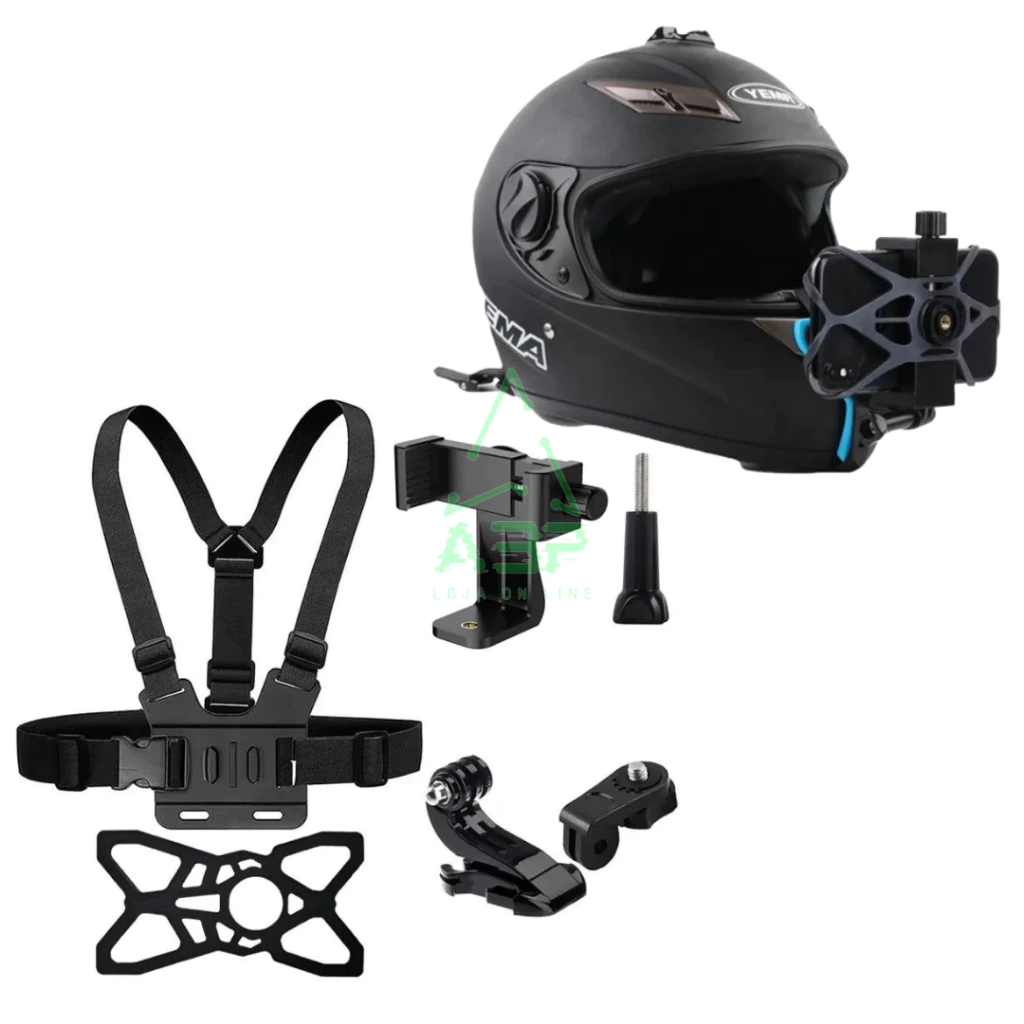 Suporte Peitoral Celular + Suporte Capacete para Celular Camera de Ação Gopro Sjcam