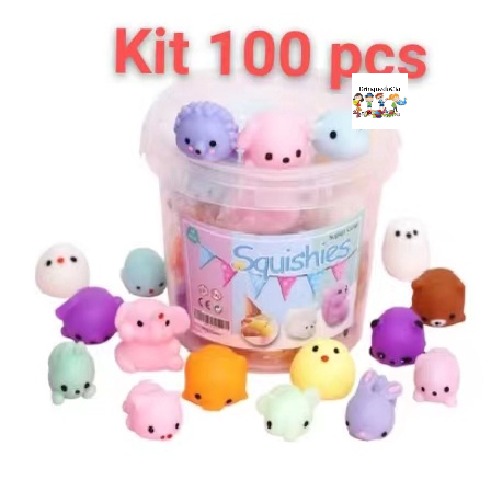 100Pç Bichinhos Macio Mochi De Apertar Alivio Estresse Fidget