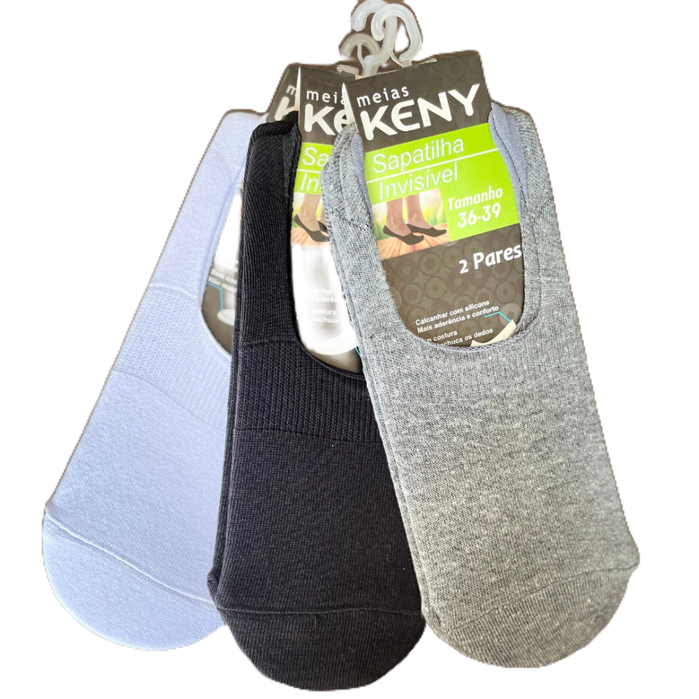 Kit 04 Pares Meia Sapatilha Sem Costura Calcanhar Com Silicone