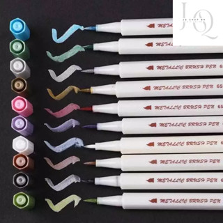 Caneta 1 ponta 12 Cores Pincel 1-2mm Caneta De Macia Metal Cor incrivel papelaria escrita canetas tinteiros em Oferta na Shopee