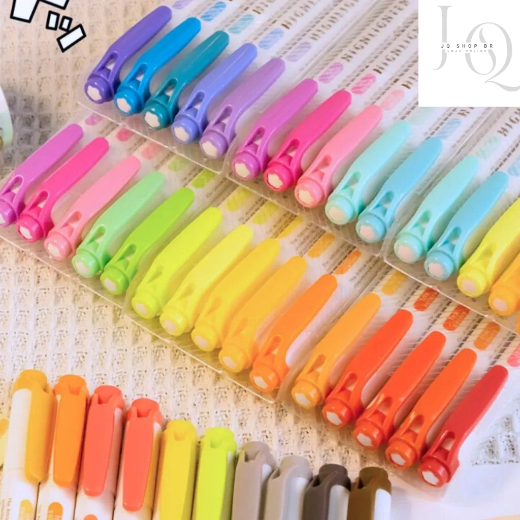 Kit 15/25/35 Cores Iluminador Marcadores De Cor De Doce Macio Gancho Ponta Dupla Fluorescente Shiyiwen em Oferta na Shopee