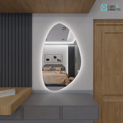 Espelho Orgânico com LED 115cm x 70cm E02 Decorativo Sala Quarto Loja Banheiro