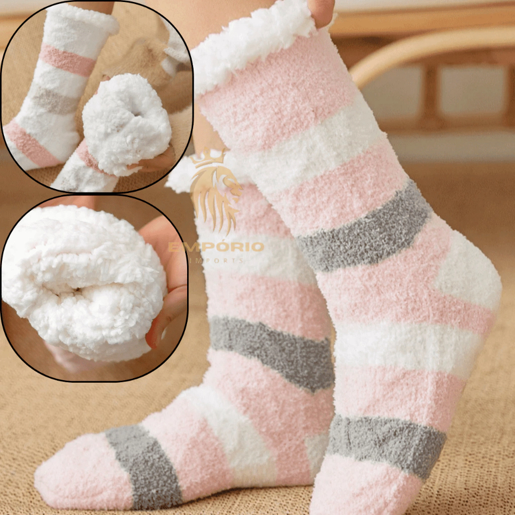 Meia Térmica Pantufa Antiderrapante Forro lã Carneiro Meias Masculino Feminino