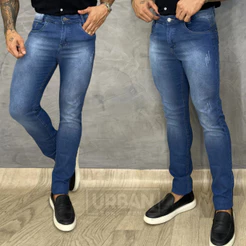 Calça Masculina Jeans Tradicional Slim Fit com Elastano