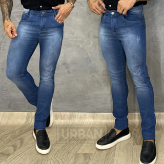 Calça Masculina Jeans Tradicional Slim Fit com Elastano em Oferta na Shopee