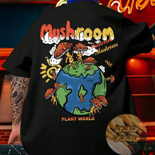 Camiseta Masculina Planeta Cogumelo Unissex Algodão Streetwear Premium Plus Size - Envio Imediato em Oferta na Shopee
