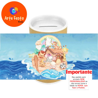 Rótulo Adesivo para  personalizar cofrinho Arca e Noé 6x9,5cm (20 a 100 unidades) em Oferta na Shopee