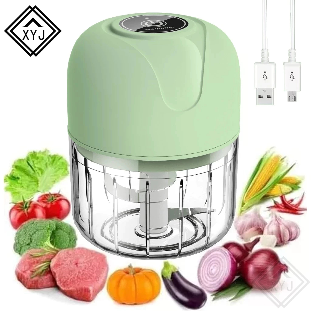 Mini Processador Elétrico Moedor Carne Vegetais Alho Fruta Amendoim Recarregável USB 250ml