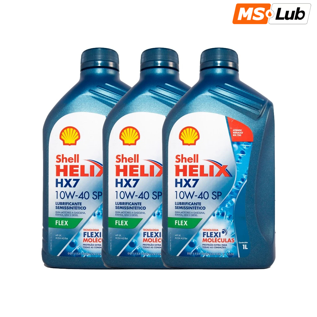 Kit 3 Shell 10w40 Hx7 Helix Semissintético API SP