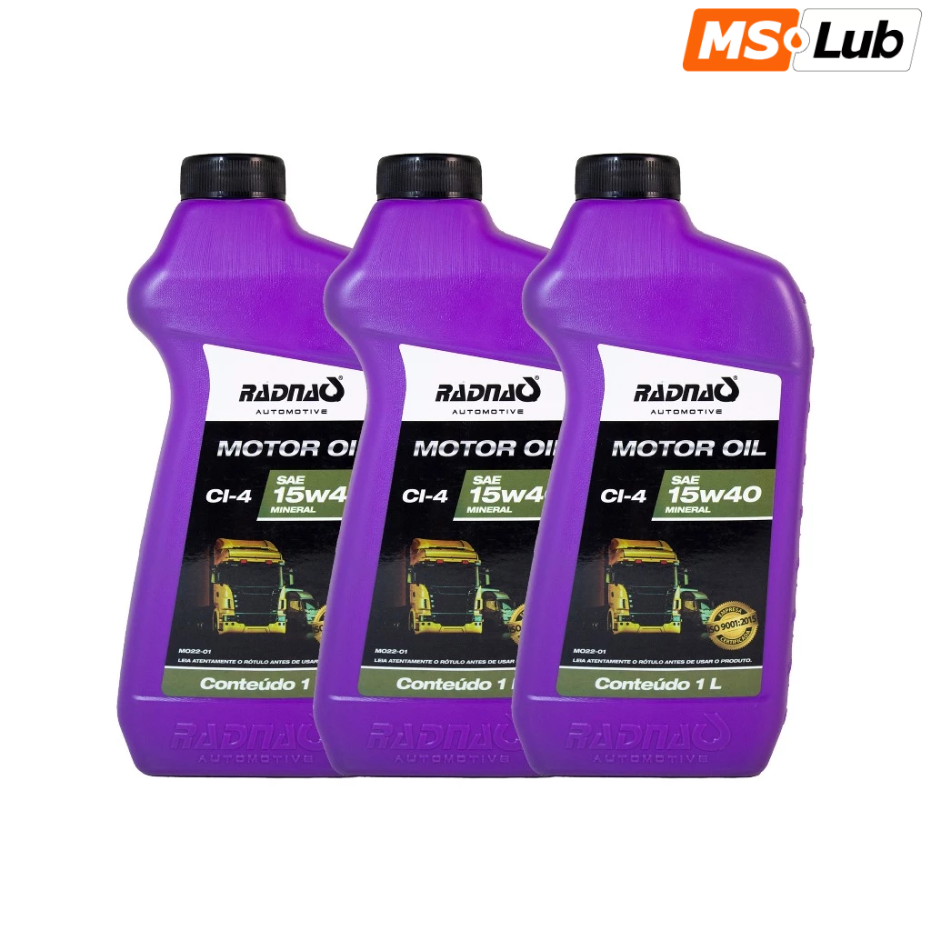 Kit 3 Radnaq Oil 15w40 Diesel Mineral API CI-4