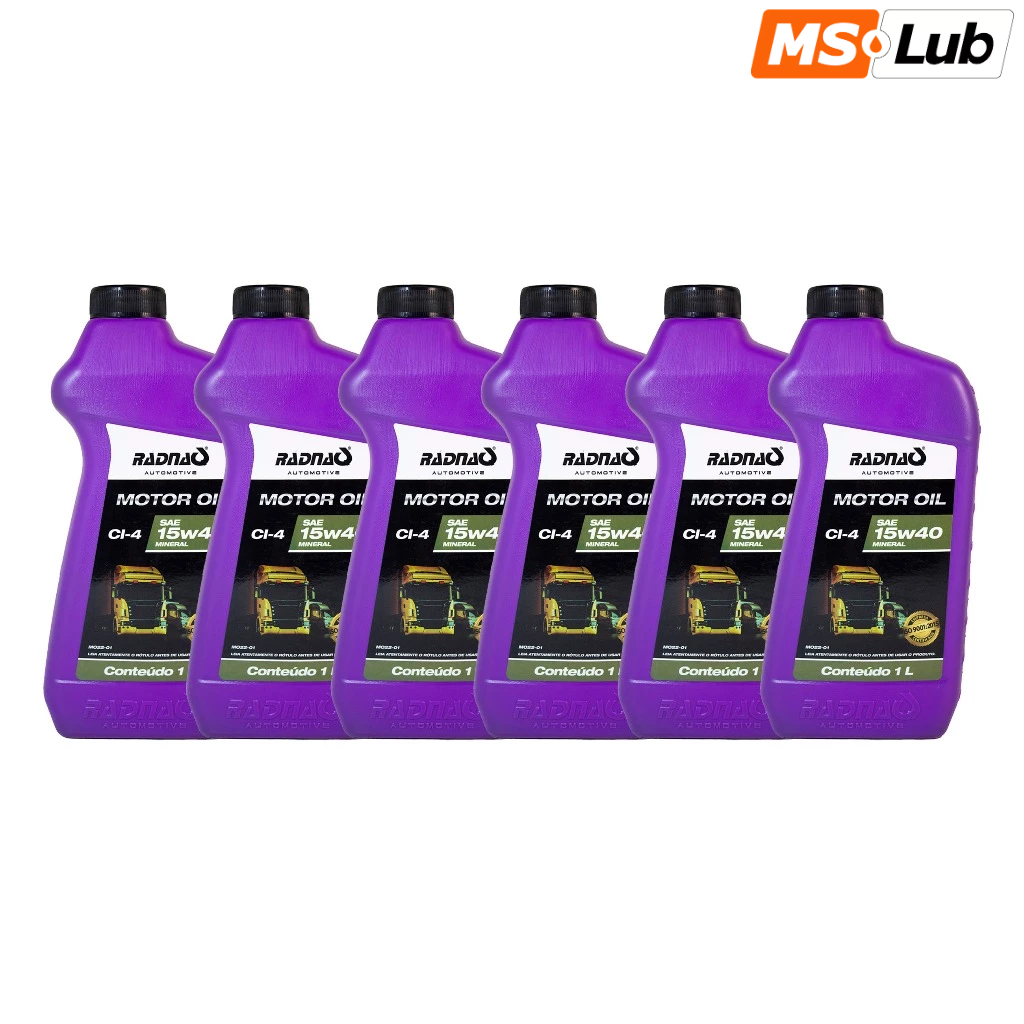 Kit 6 Radnaq Oil 15w40 Diesel Mineral API CI-4