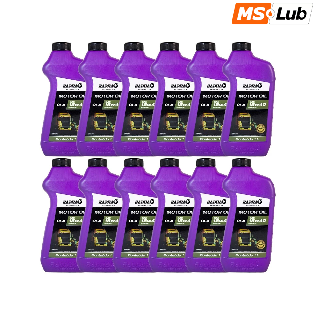 Kit 12 Radnaq Oil 15w40 Diesel Mineral API CI-4