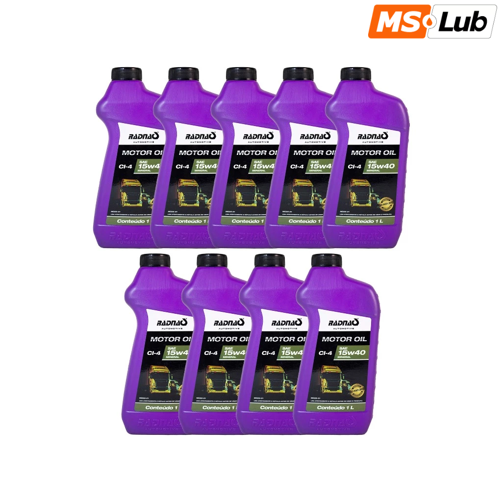 Kit 9 Radnaq Oil 15w40 Diesel Mineral API CI-4