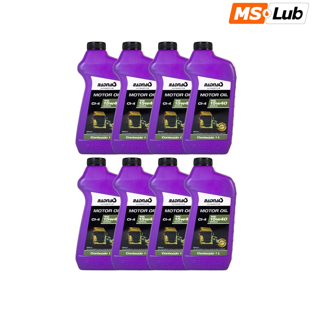 Kit 8 Radnaq Oil 15w40 Diesel Mineral API CI-4