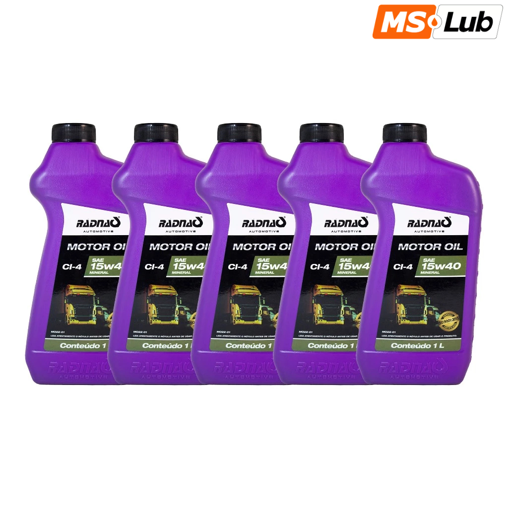 Kit 5 Radnaq Oil 15w40 Diesel Mineral API CI-4