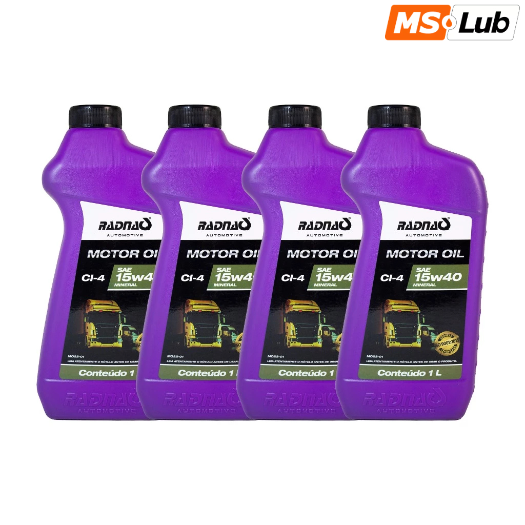 Kit 4 Radnaq Oil 15w40 Diesel Mineral API CI-4