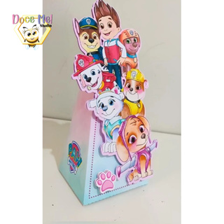 10 Caixa Piramide- Tema Patrulha canina menina Aquarelado-  sky - Lembrancinha Infantil - Mesversario em Oferta na Shopee