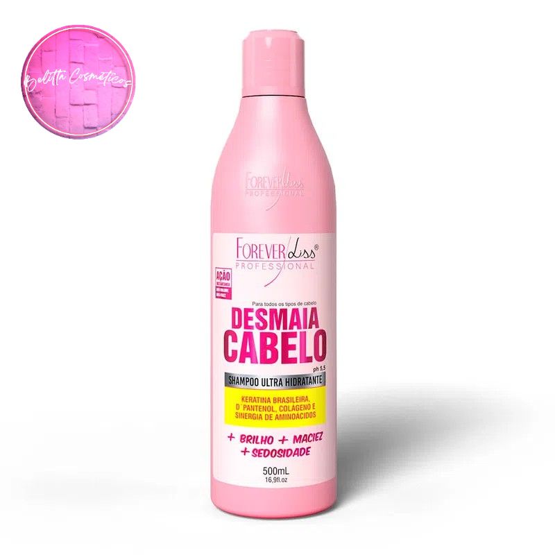 Shampoo Desmaia Cabelo Forever Liss 500ml - Hidratação Brilho e Maciez Redução de Frizz e Volume