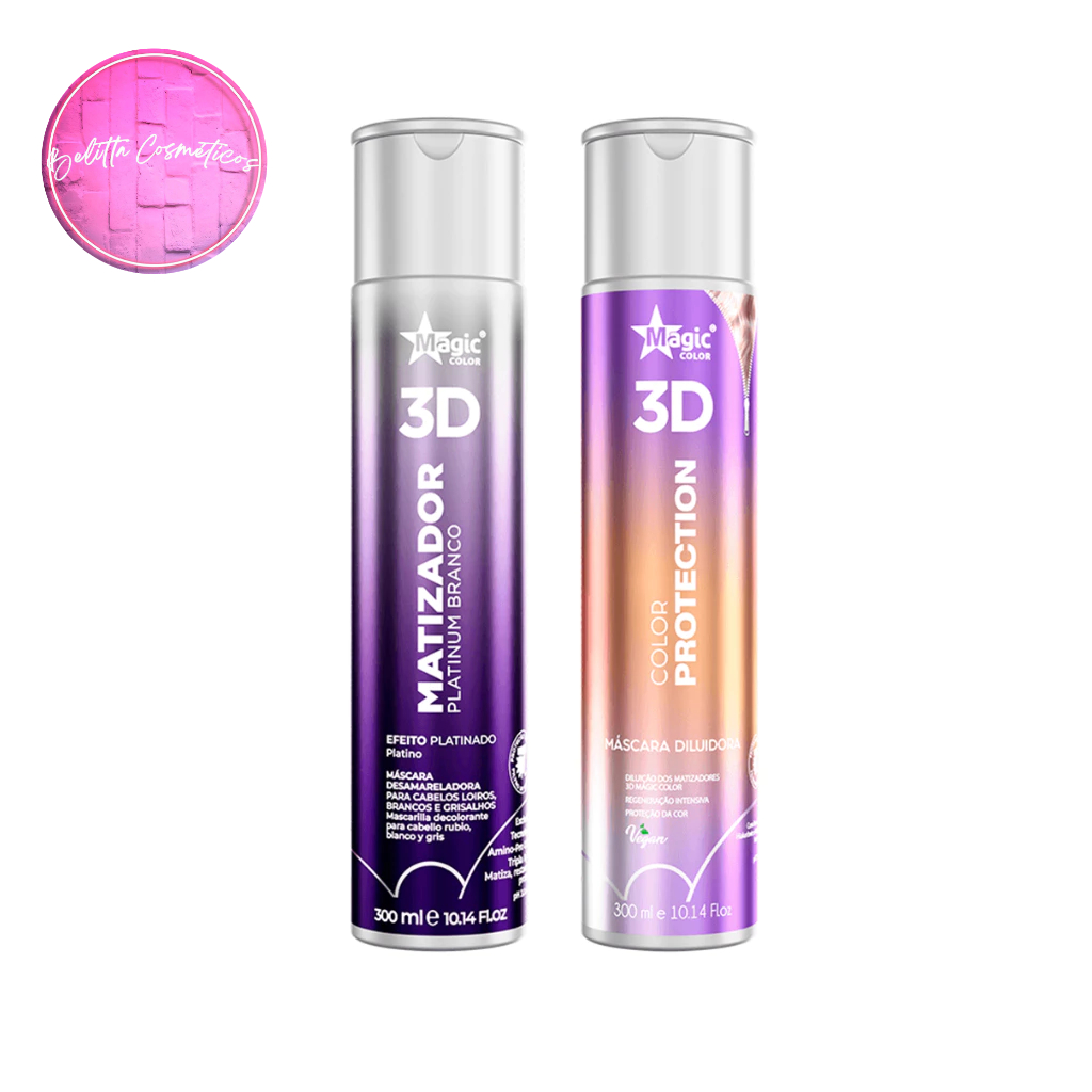 Matizador Magic Color Kit 2x300ml Efeito Platinado + Diluidor Desamarelador Instantâneo Loiro Maciez