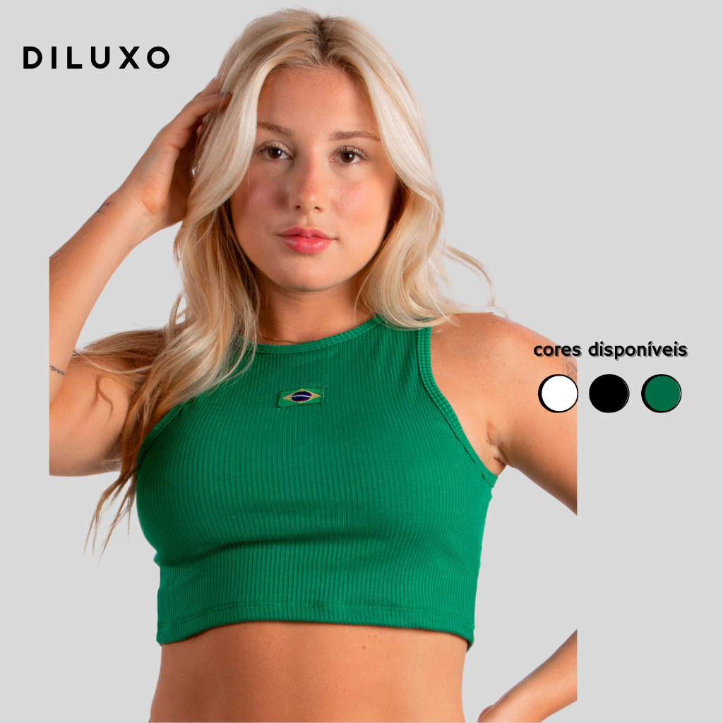 Cropped Blusa Feminina Brasil Copa do Mundo 2026 Regata Nacional