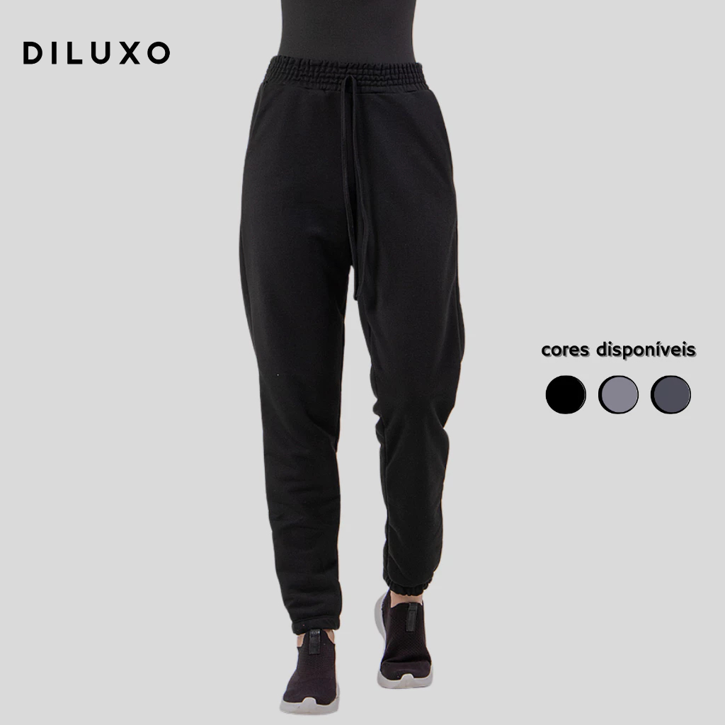 Calça Moletinho Feminina Jogger Bolso Academia Básico Casual em Oferta na Shopee