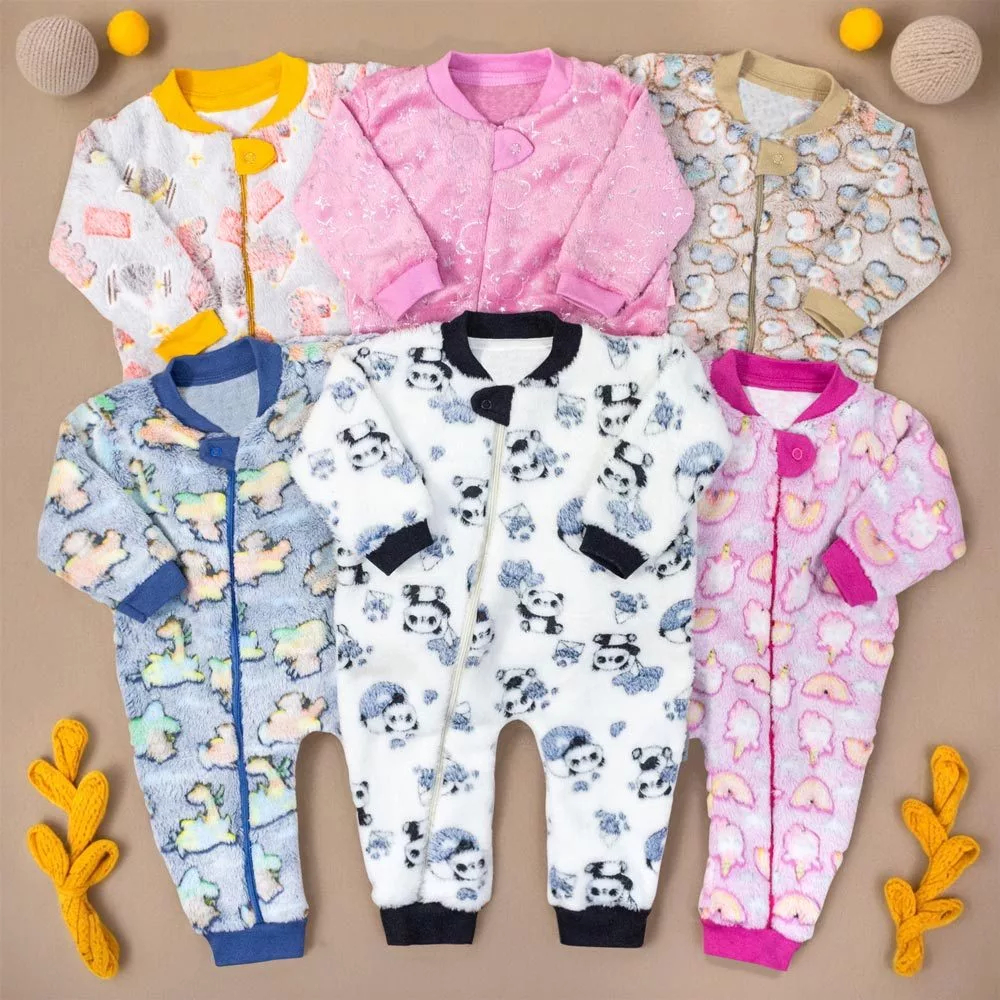 Macacão de bebê pelucia fleece longo