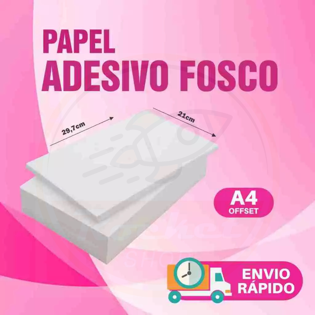 Papel ADESIVO Offset Fosco 90g A4 Branco Kits de 50 a 100 Folhas em Oferta na Shopee