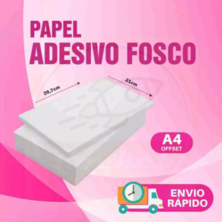 Papel ADESIVO Offset Fosco 90g A4 Branco Kits de 50 a 100 Folhas em Oferta na Shopee