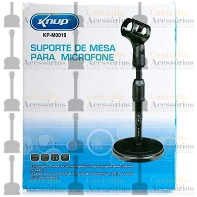 Pedestal Tripé Suporte de Mesa para Microfone Knup Preto KP-M0019