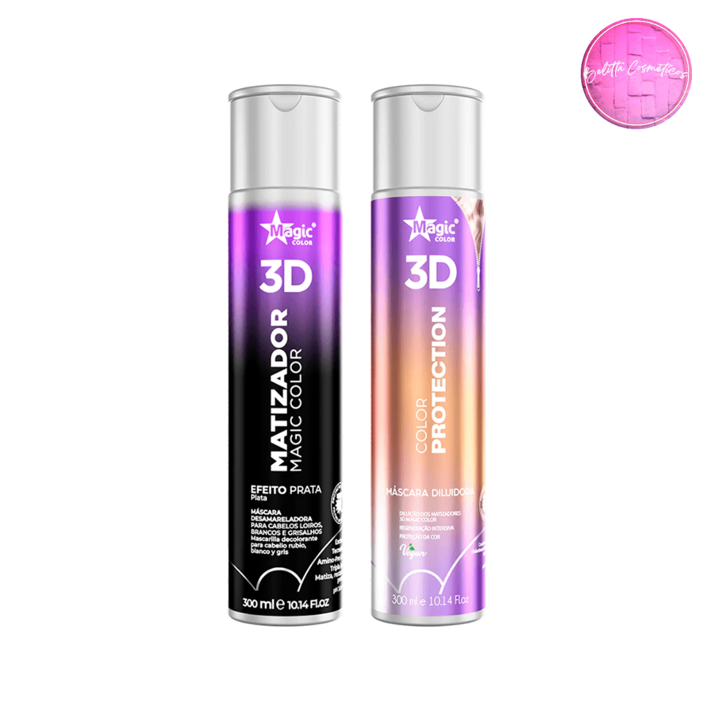 Matizador Magic Color Kit 2x300ml Loiro de Salão Efeito Prata + Diluidor - Desamarelador Instantâneo