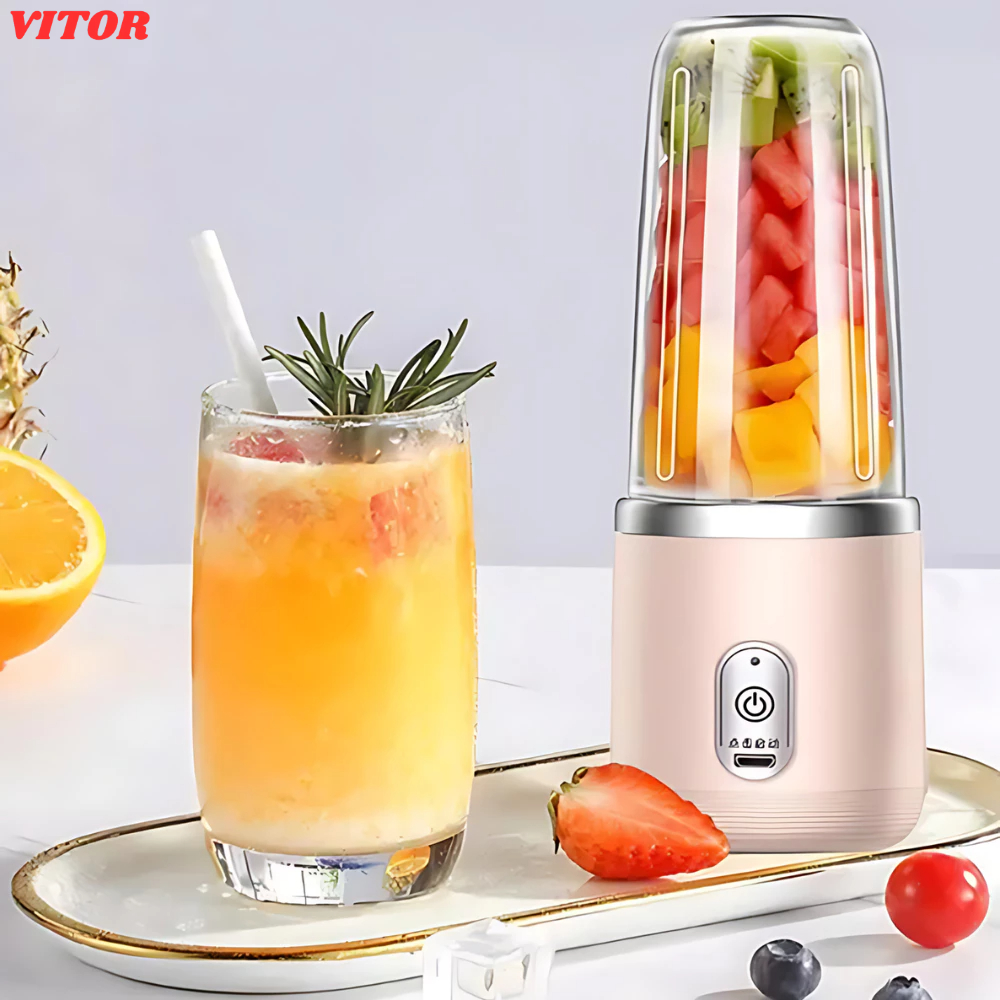 Espremedor Elétrico Mini Liquidificador Portátil Suco Alimento Misturador Smoothie 6 Lâminas VITOR