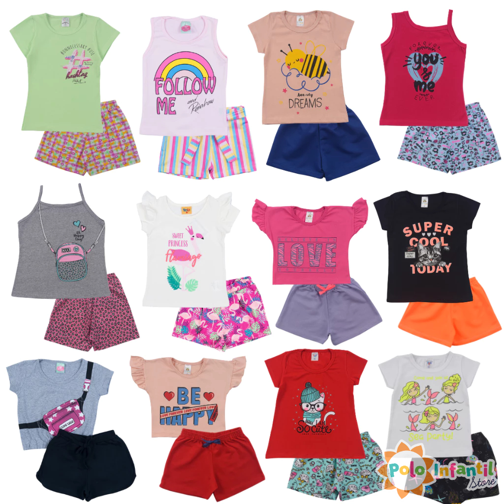 Kit 3, 4, 5 ou 6 Conjuntos Sortidos Verão Bebê Menina - de 6 a 12 meses - Primeiros passos em Oferta na Shopee