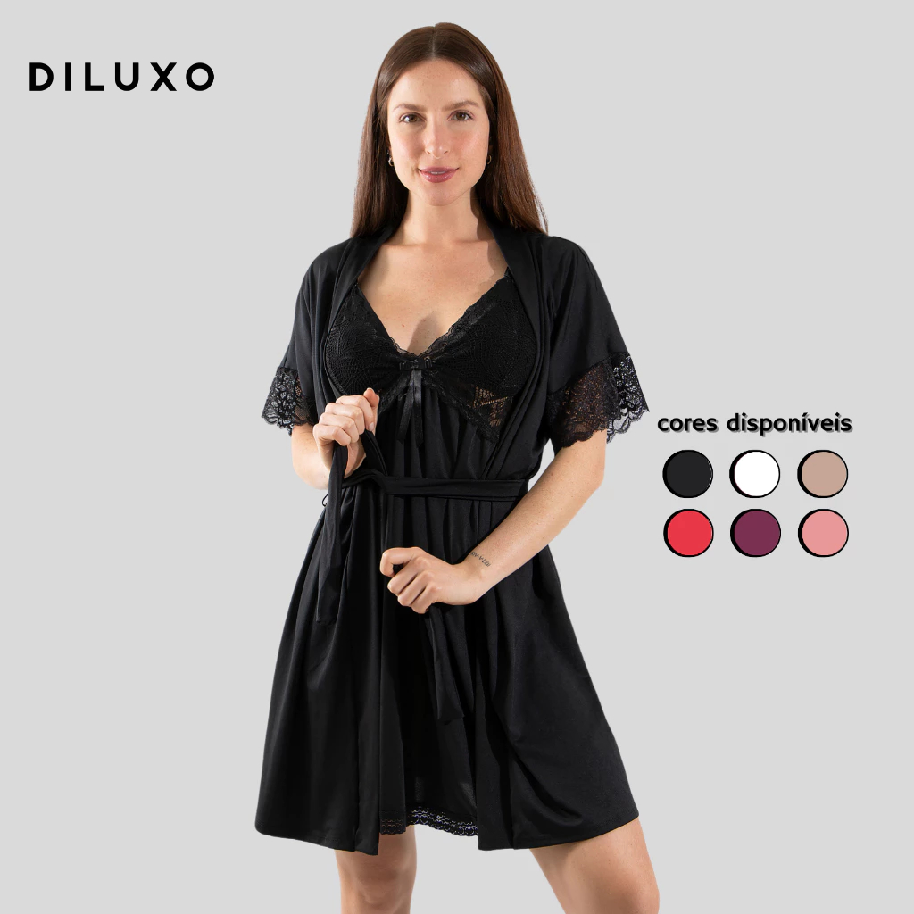 Robe Roupão Feminino Hobby Noiva Renda Luxo Barato Diluxo