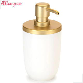 Dispenser Porta Sabonete Líquido Detergente 500ml Premium Banheira Lavabo Dourado/Branco Arthi em Oferta na Shopee