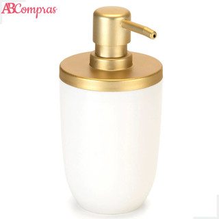 Dispenser Porta Sabonete Líquido Detergente 500ml Premium Banheira Lavabo Dourado/Branco Arthi