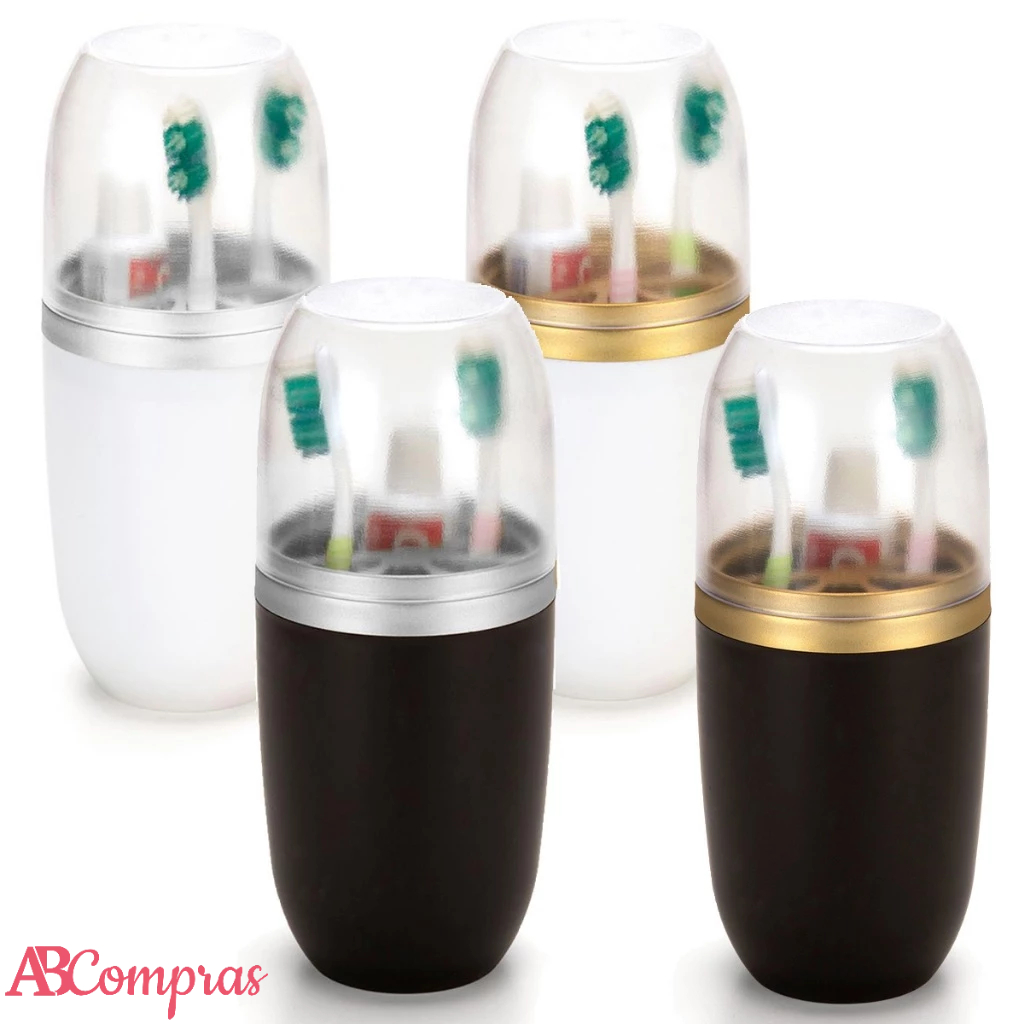 Porta Escovas De Dente Suporte Pasta Dente C/ Tampa Plastico Pia Banheiro Lavabo Viagem 500ml Arthi em Oferta na Shopee