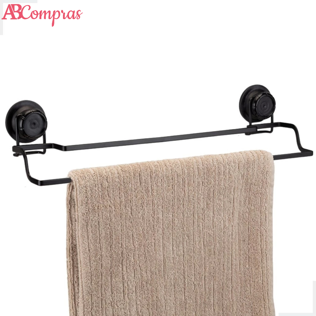 Porta Toalha de Banho Toalheiro Box Banheiro Parede Azulejo Fixação S/ Furo Ventosa Preto Arthi em Oferta na Shopee